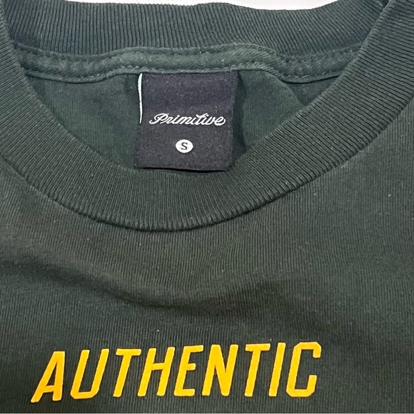 Primitive Authentic Graphic Tee Green Yellow Logo Shirt Size Small - Picture 6 of 6